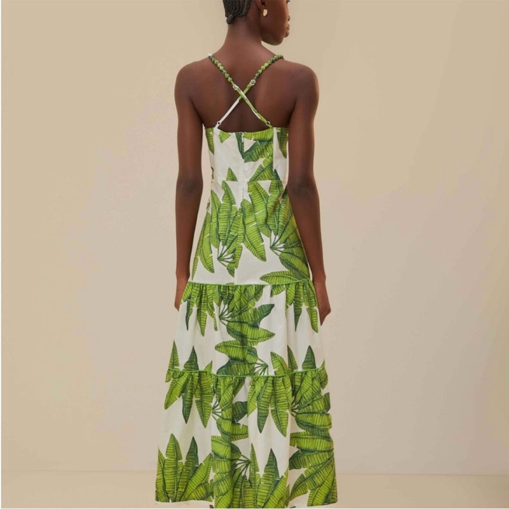 Farm Rio off white palm fan Midi dress size M Medium NWT - Picture 3 of 4